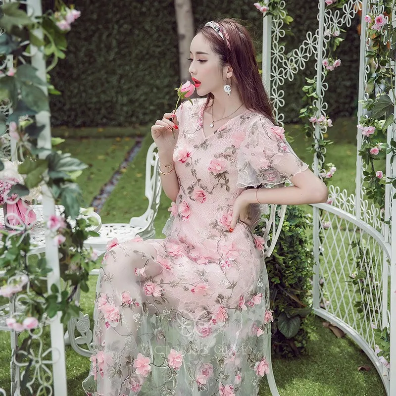 パーティードレス Organza Overlay Floral Silk-blend Dress uploading-1211112-jpg20190329-