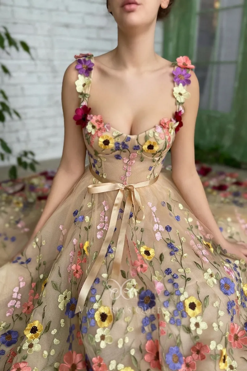 Fairytale Multi-color Lace Straps Corset Engagement Dress - VQ