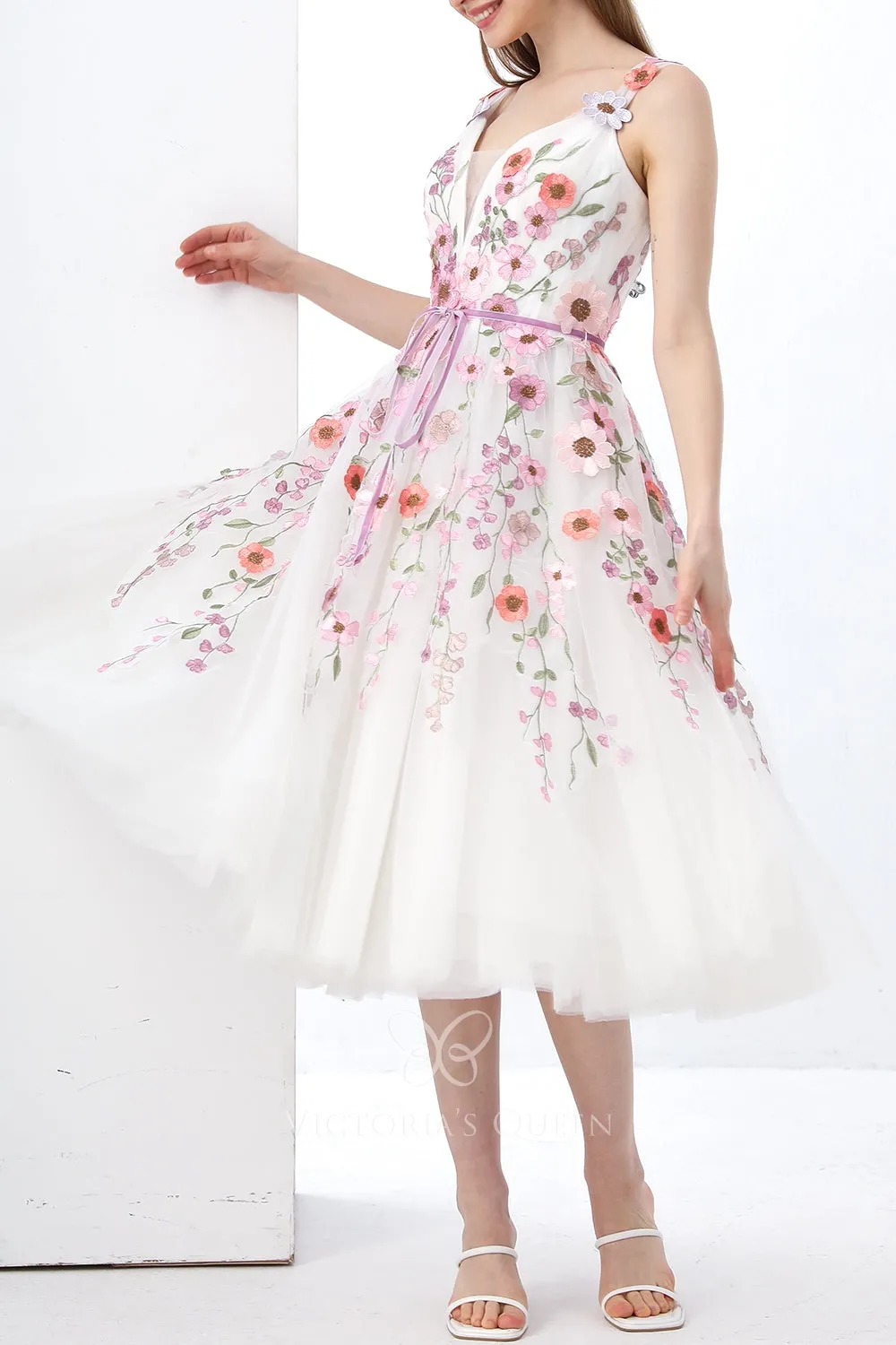 white dress with pink flowers Abbie Floral Maxi Formal - US 6 20 days from June ~ Dec Mini Dress with Pink Floral