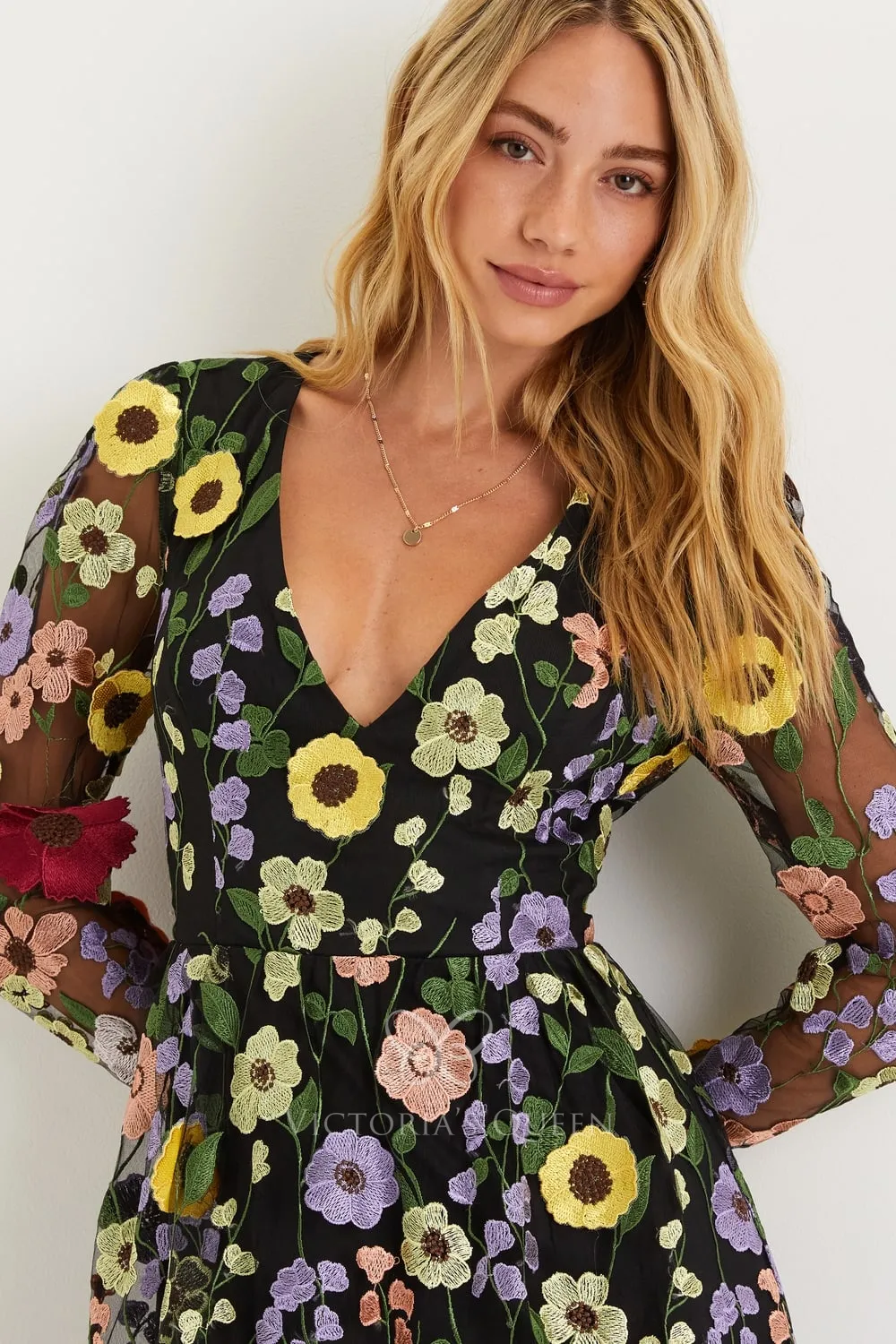 (4p. pack) Multicolour Floral V-Neck Printed Midi Dress - T-80