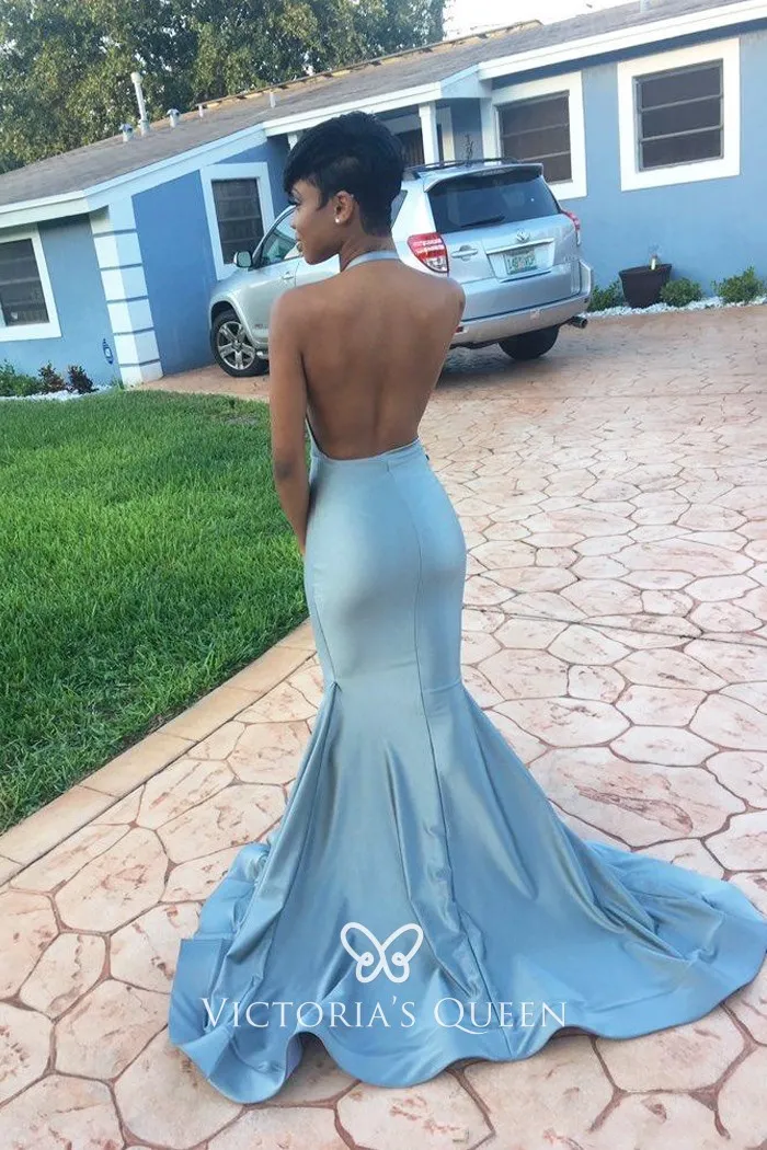 Beading Appliqued Blue Mermaid Sweep 