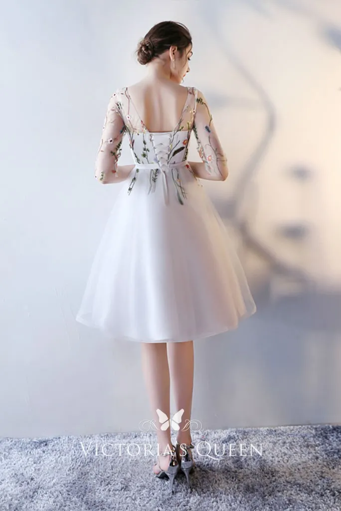 white floral homecoming dress