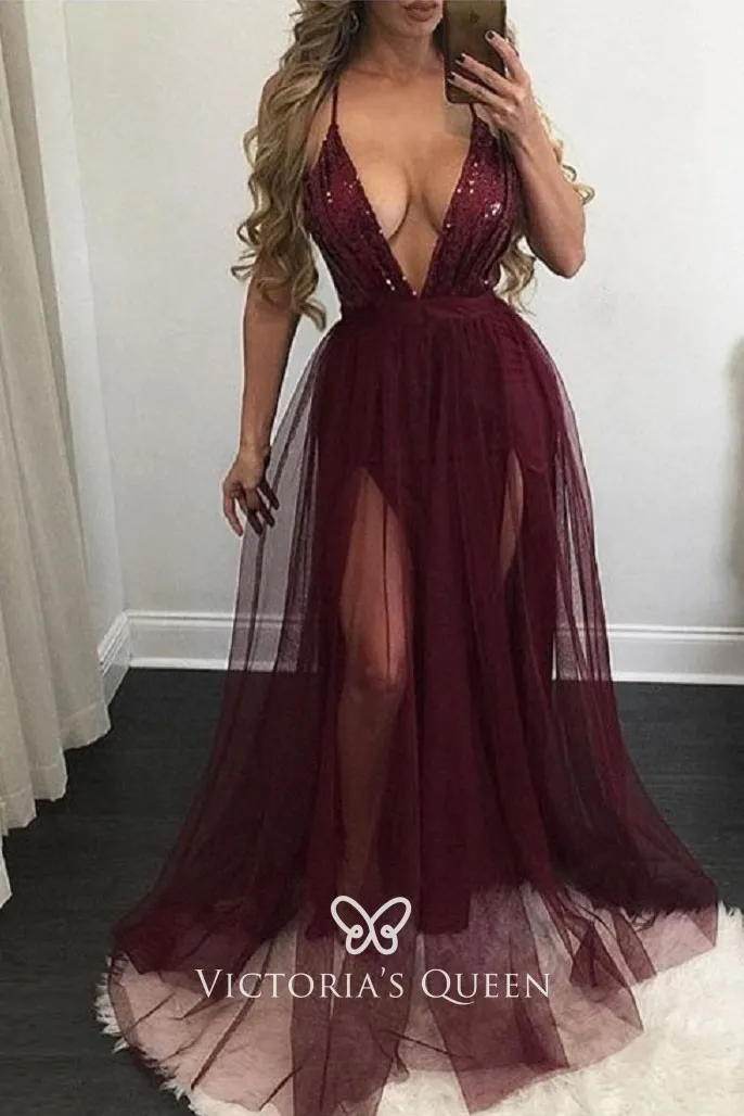 maroon sexy dress