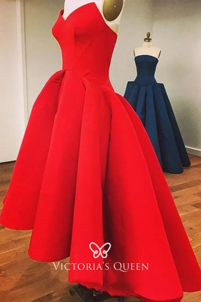 red satin cute high low prom homecoming dress red satin cute high low prom homecoming dress