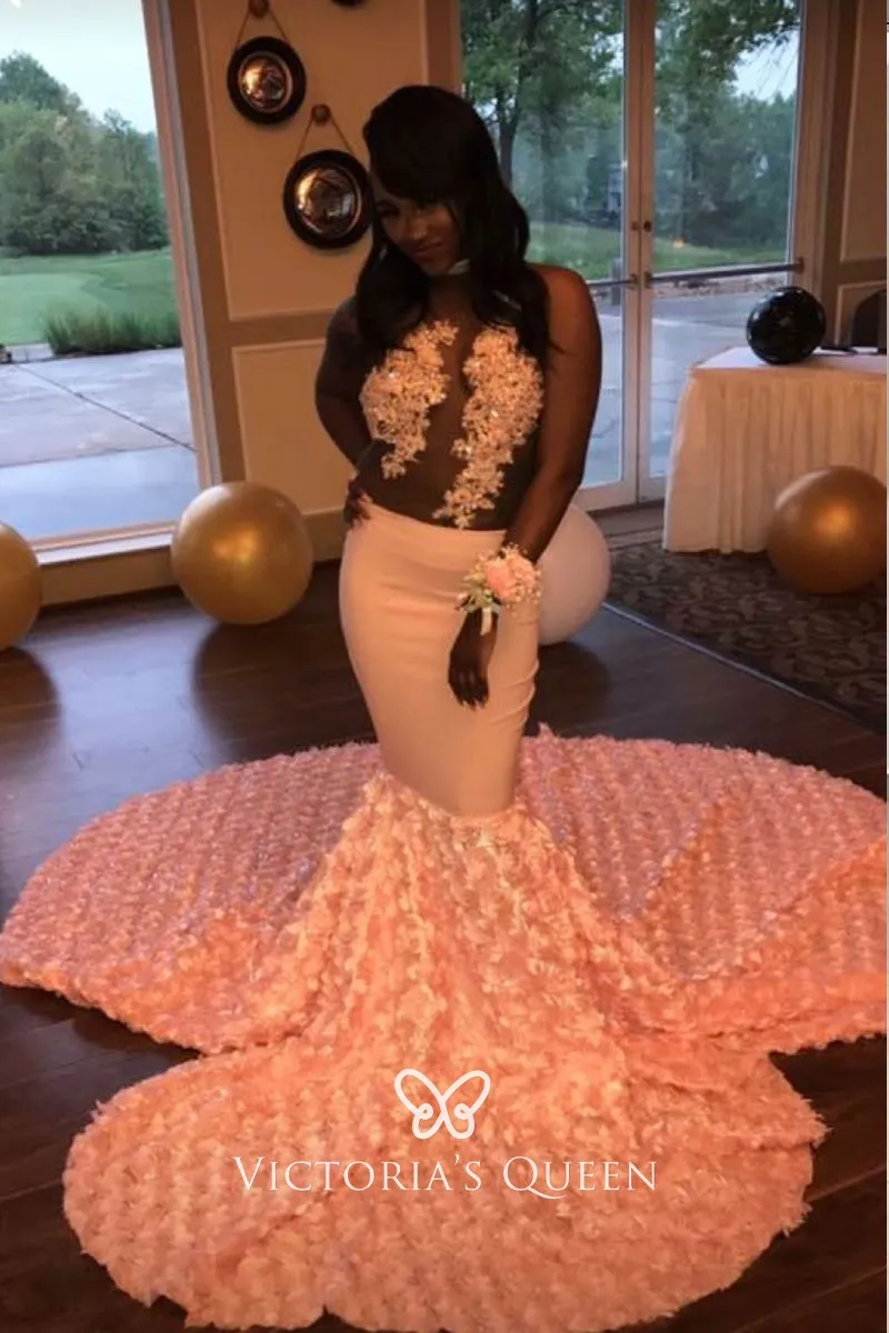 peach prom dress long