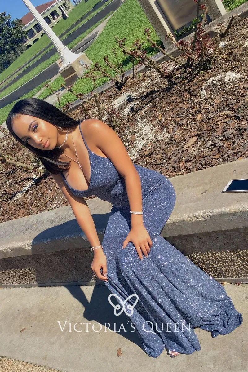 Shimmering Charcoal Grey Spaghetti 