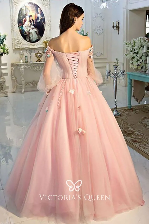 flowers petals baby pink tulle lace up back ball gown flowers petals baby pink tulle lace up back ball gown
