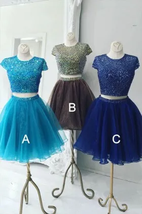 sparkly pearls embellished two piece cocktail dress