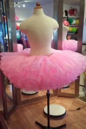 ruffled pink organza short ballet dance skirt