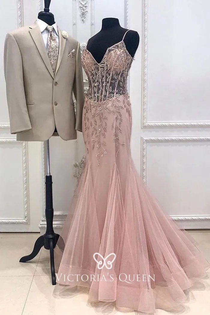 dusty pink evening dress