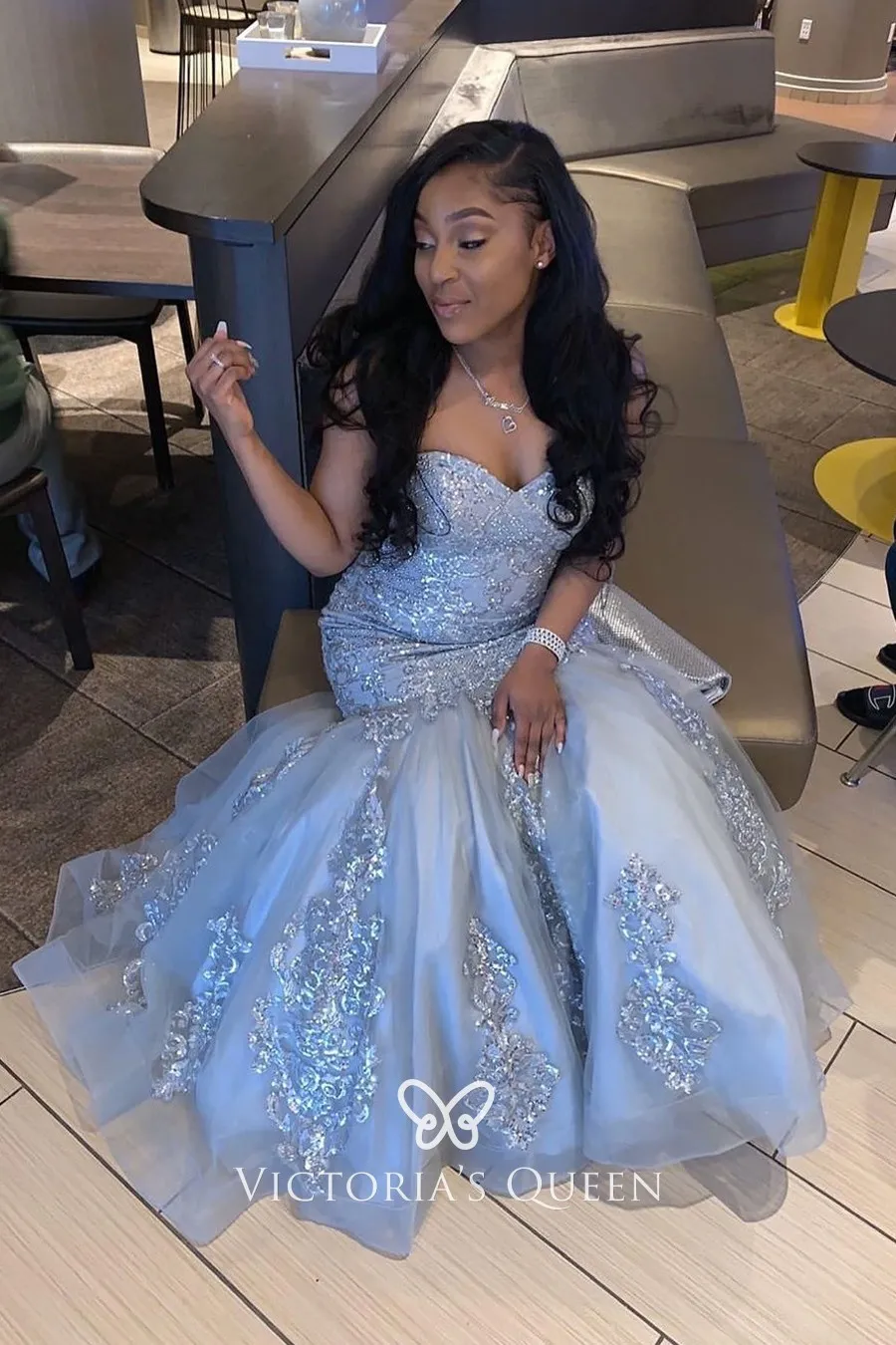 ice blue formal gown