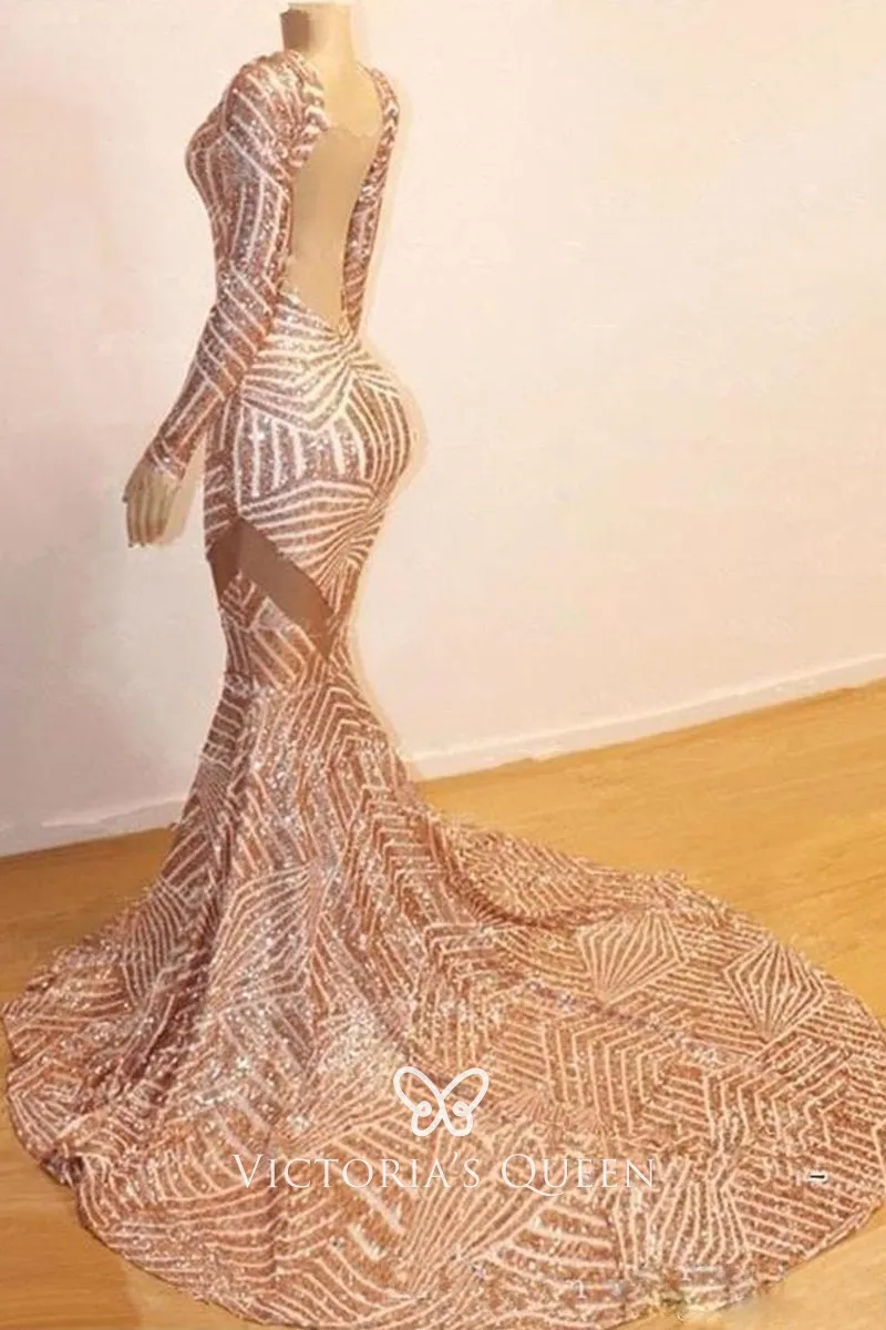 prom dress rose gold sequin