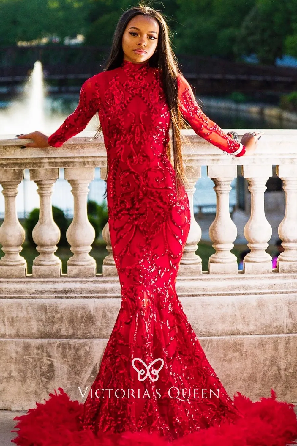 red sequin dress prom
