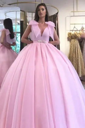 Unique oversized bow candy pink princess ball gown