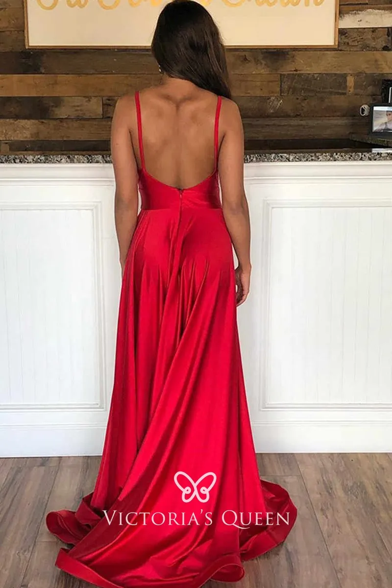 Low back red satin long dress Low back red satin long dress