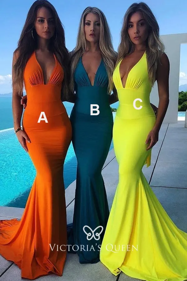 Orangeteallemon jersey mermaid evening prom dresses Orangeteallemon jersey mermaid evening prom dresses
