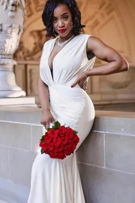 Elegant ivory satin bridal shower engagement dress