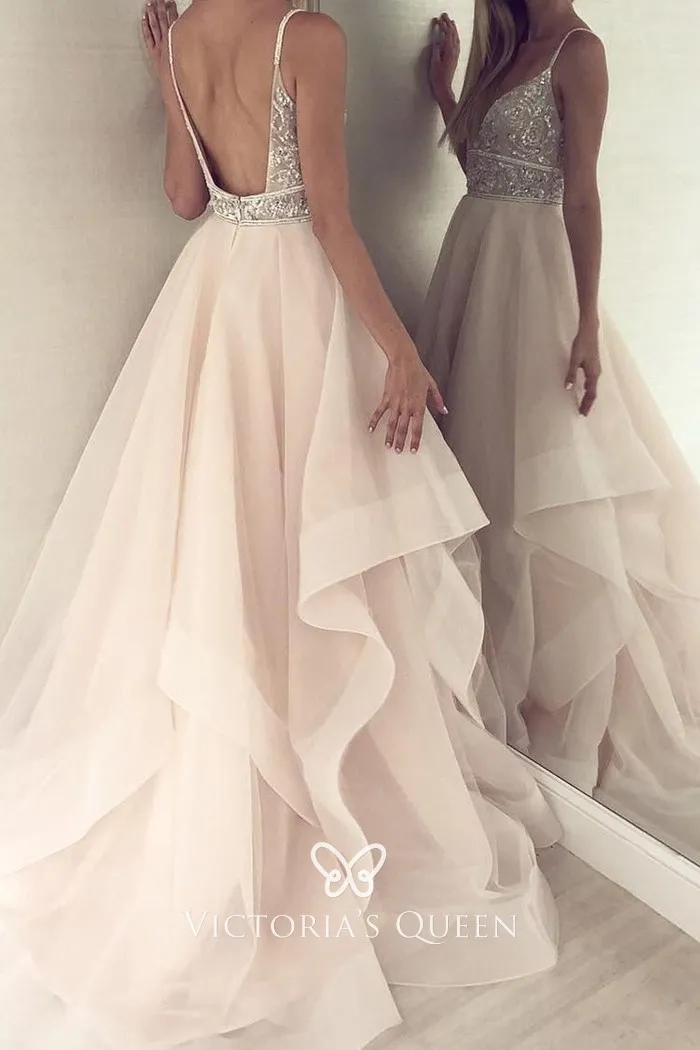 pale pink evening dress