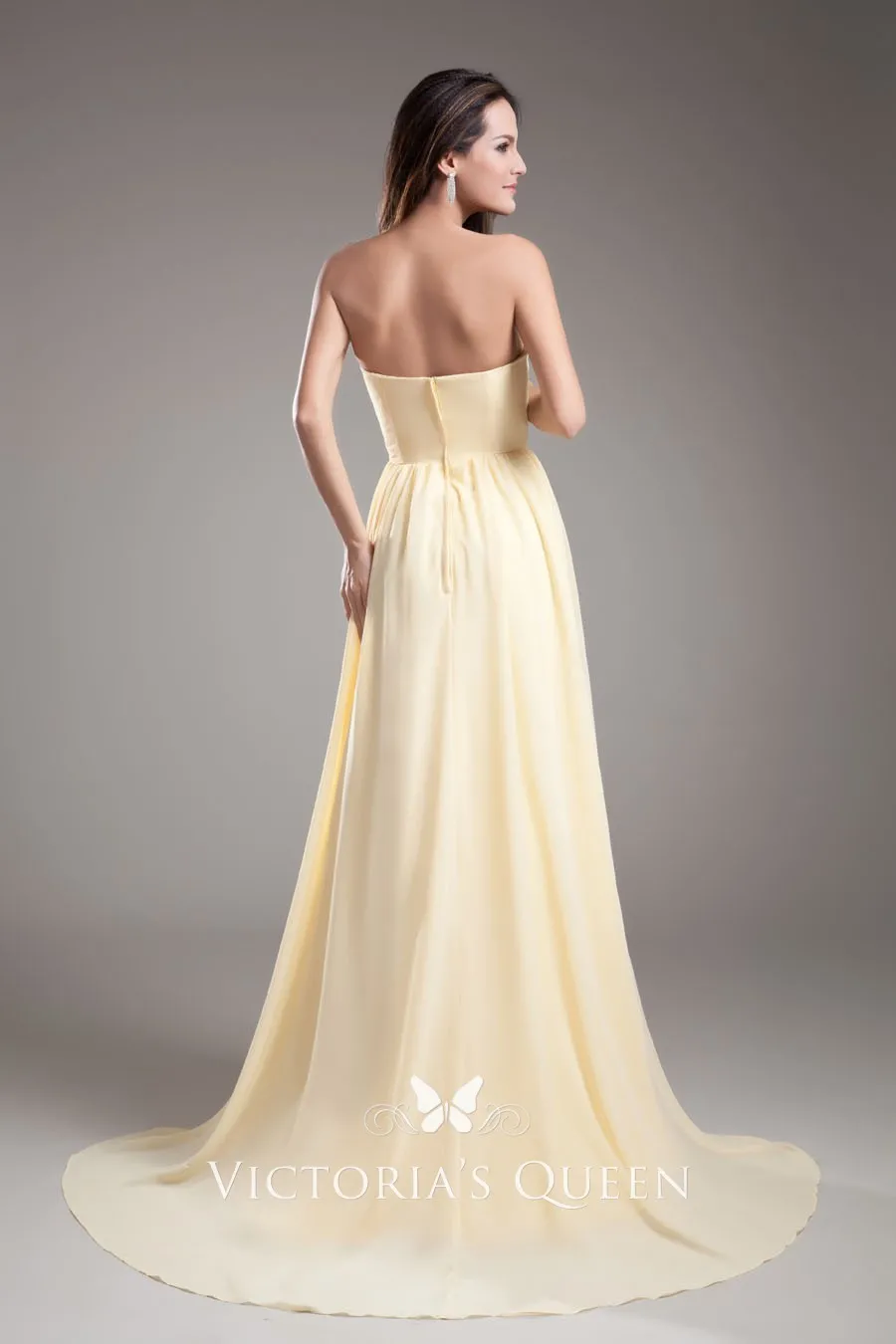 Simply beige chiffon A line long evening prom dress Simply beige chiffon A line long evening prom dress