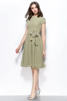 vintage inspired short sleeve sage chiffon short bridesmaid dress