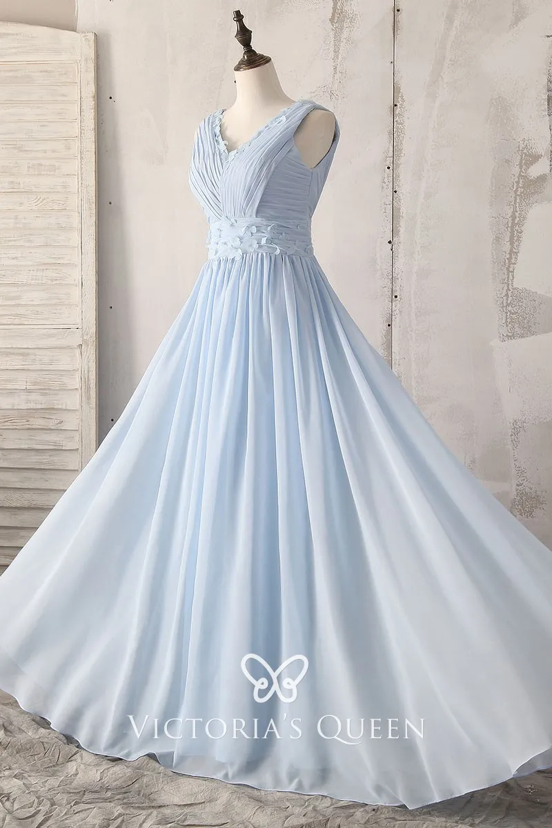 light blue full length dress