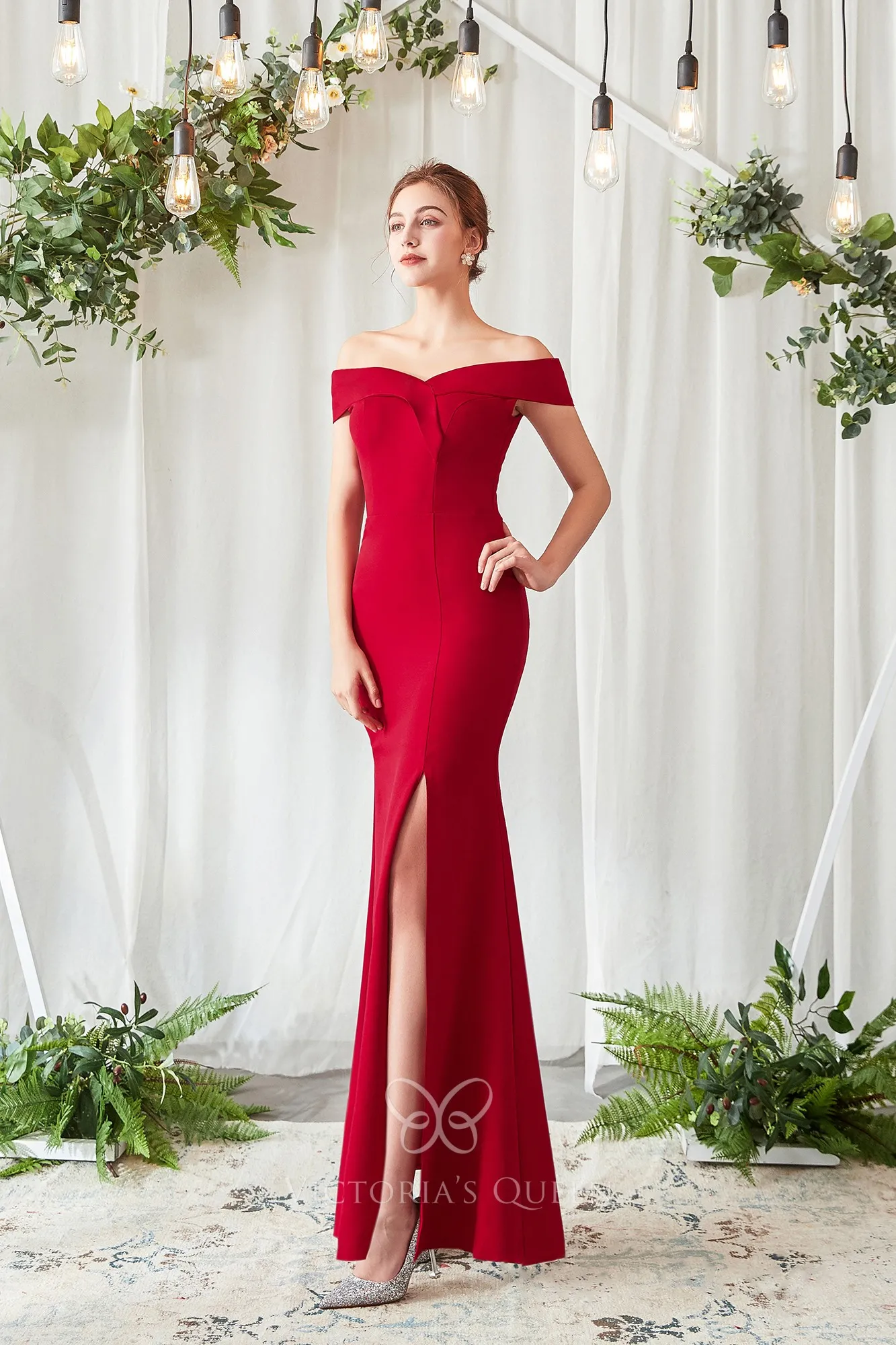 Green Mermaid Chiffon Bridesmaid Dress with Slit