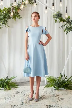 powder blue short bridesmaid dresses BABARONI UK Short Chiffon Dress with Sweetheart Neck Shining Decor Sky Blue, Sky Blue / UK4