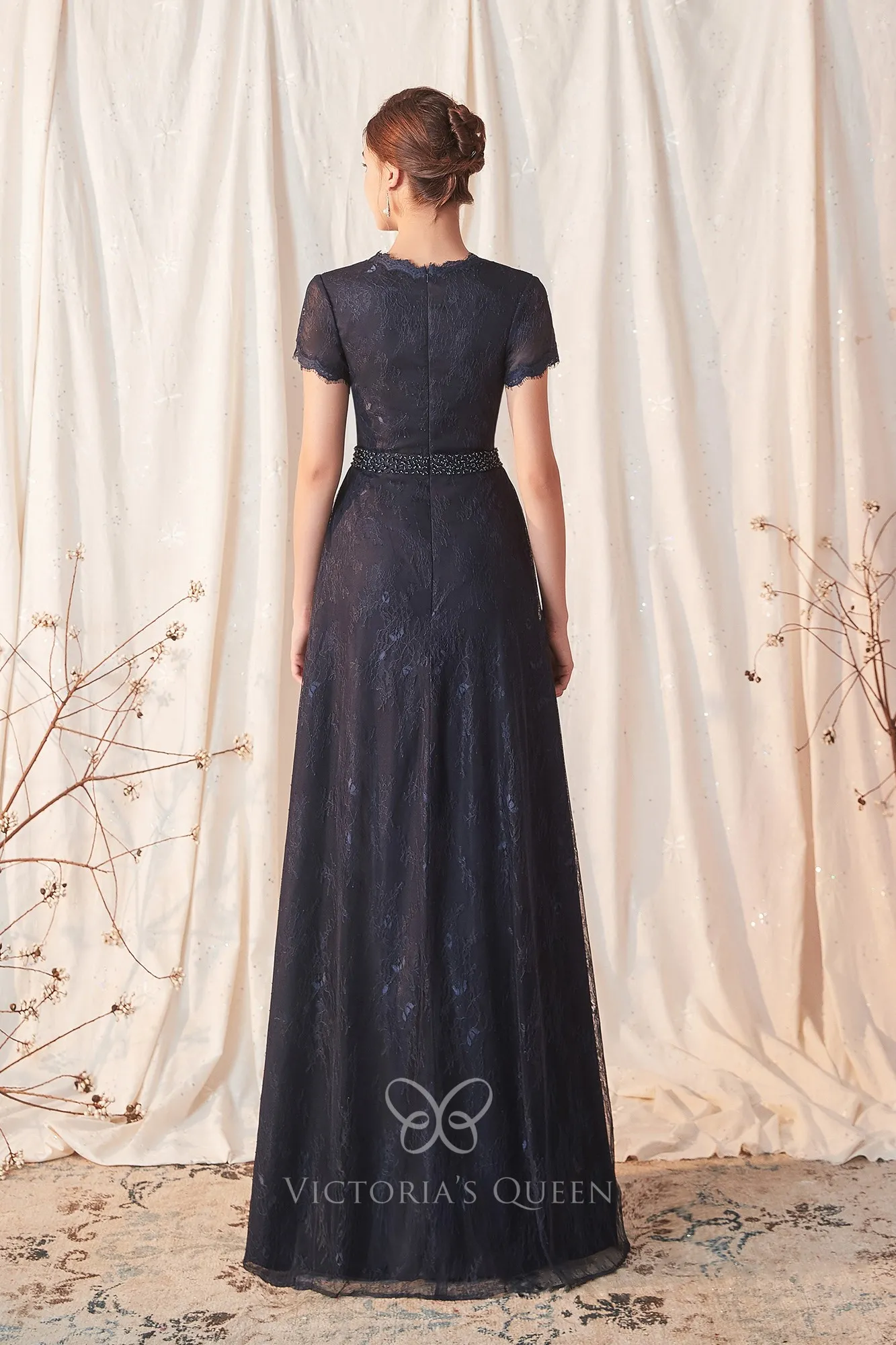 chinese dress ladies Zapaka Women Black Mother of The Bride Dress with Appliques Long Sleeve A Line Formal Dress, Black / US18W main image 1