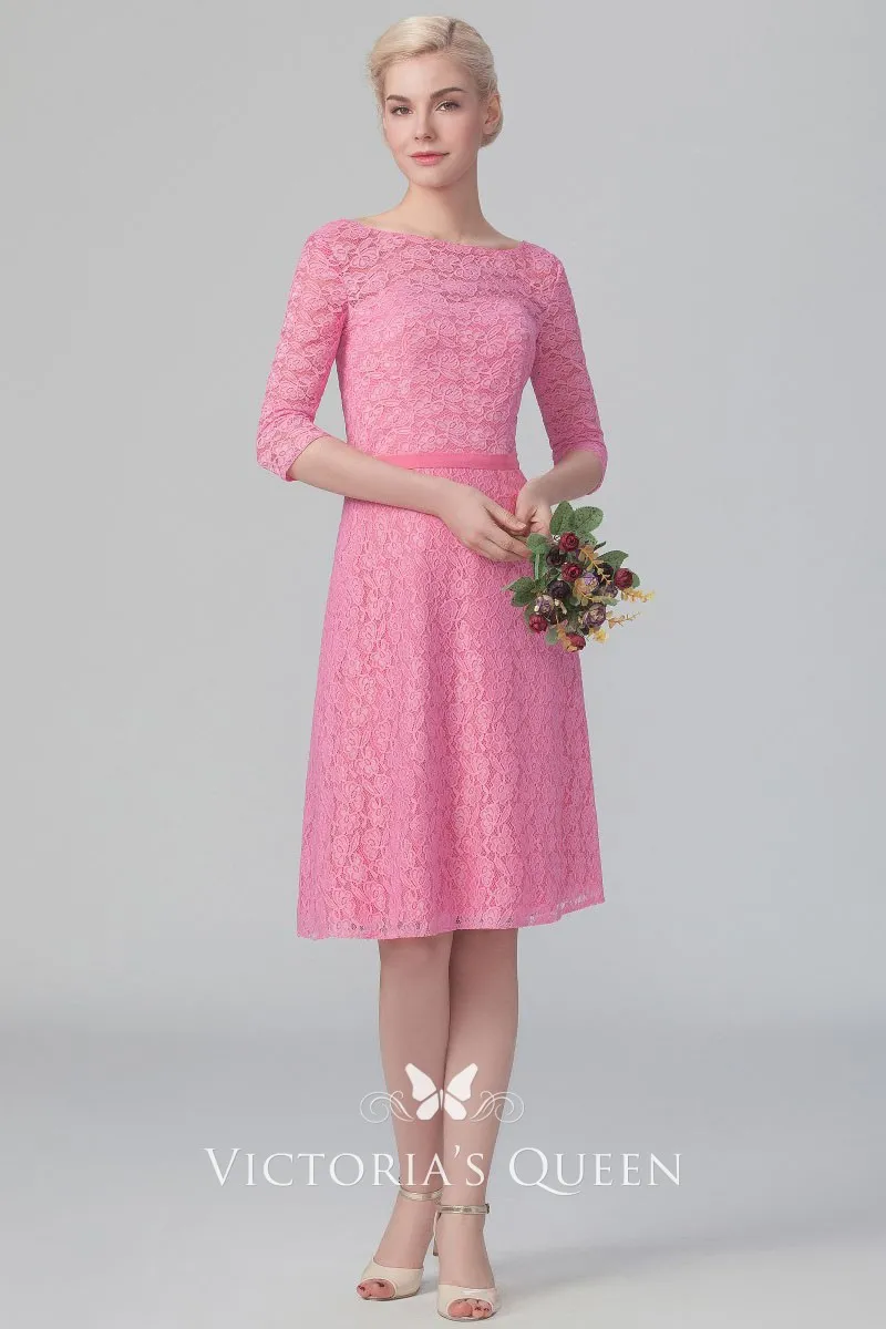 short pink dress with sleeves