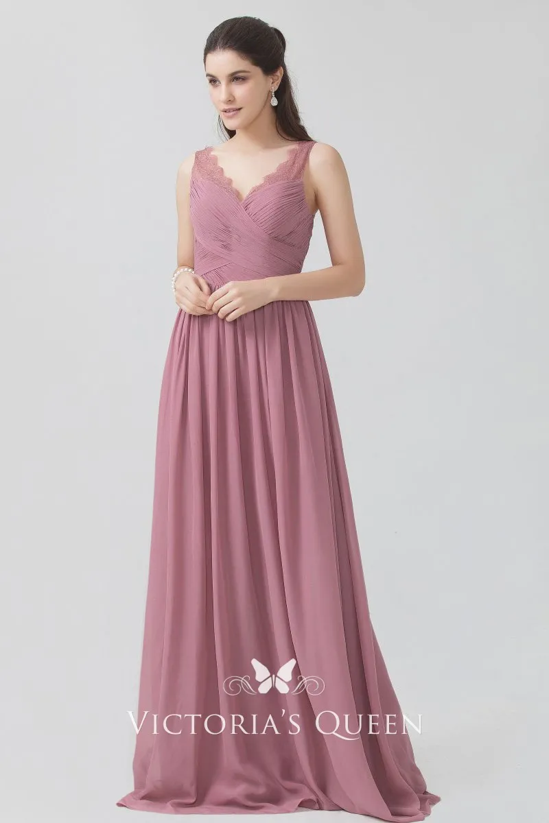chiffon dusty rose dress
