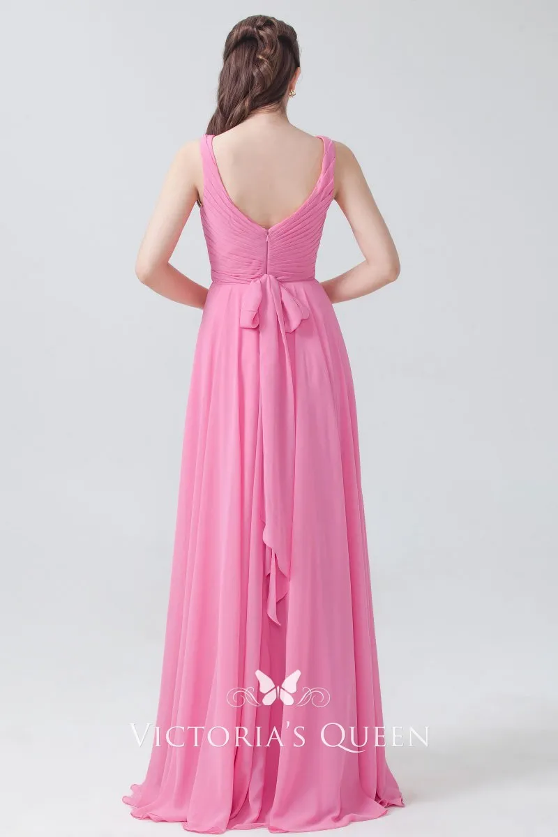 sleeveless chiffon dress