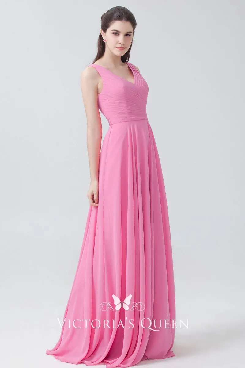 pink chiffon gown