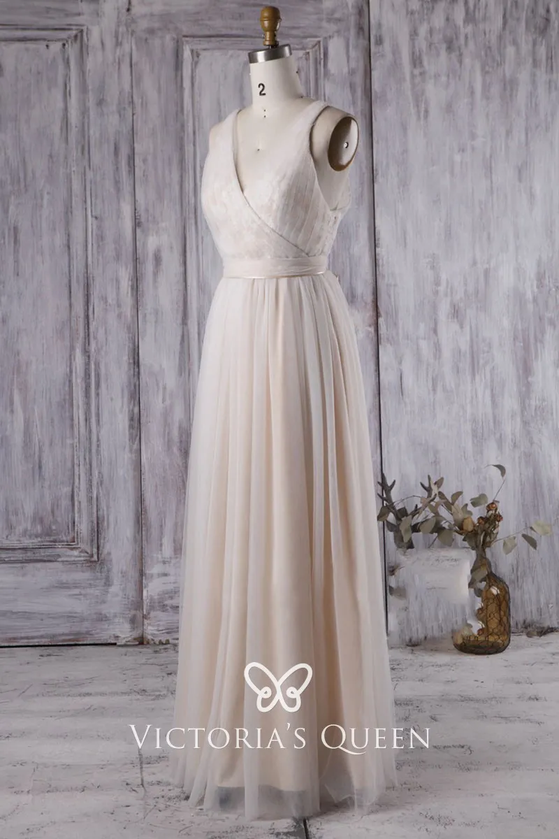 champagne chiffon sleeveless dress
