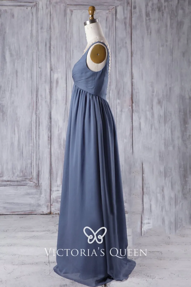 steel blue bridesmaid dresses