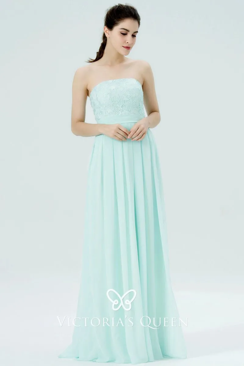 strapless chiffon gown