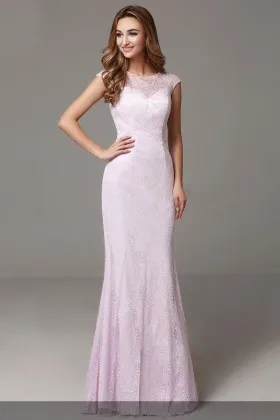 elegant floor length lavender lace cap sleeve mermaid evening prom dress