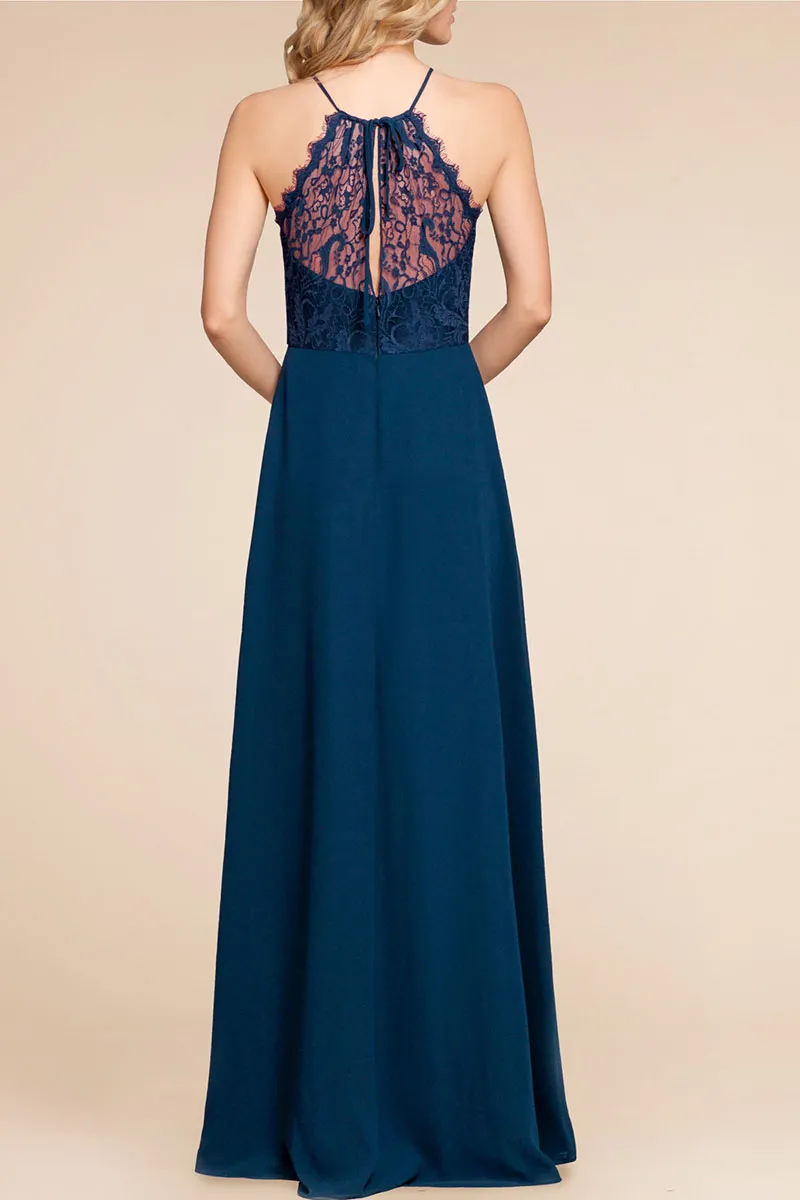 chinese dress ladies Elegant Spaghetti Strap Dark Teal Bridesmaid Dress – FancyVestido main image 1