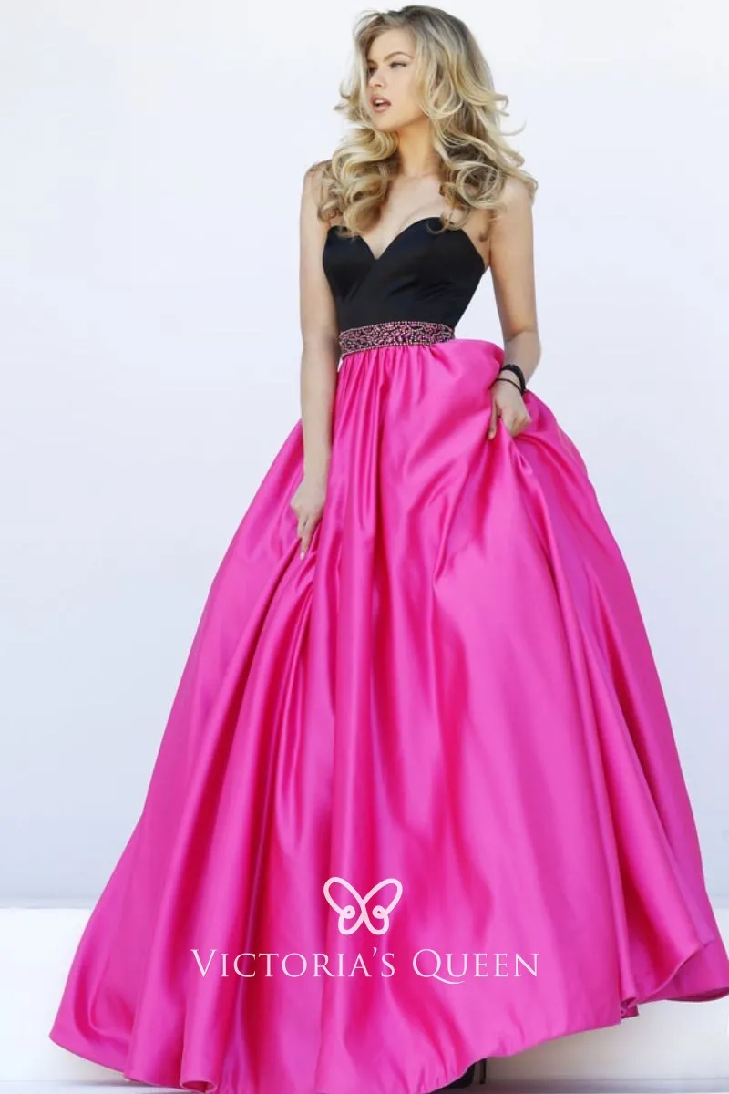 Fuchsia Long Prom Dress Evening Dress Satin Prom Dress main image 0