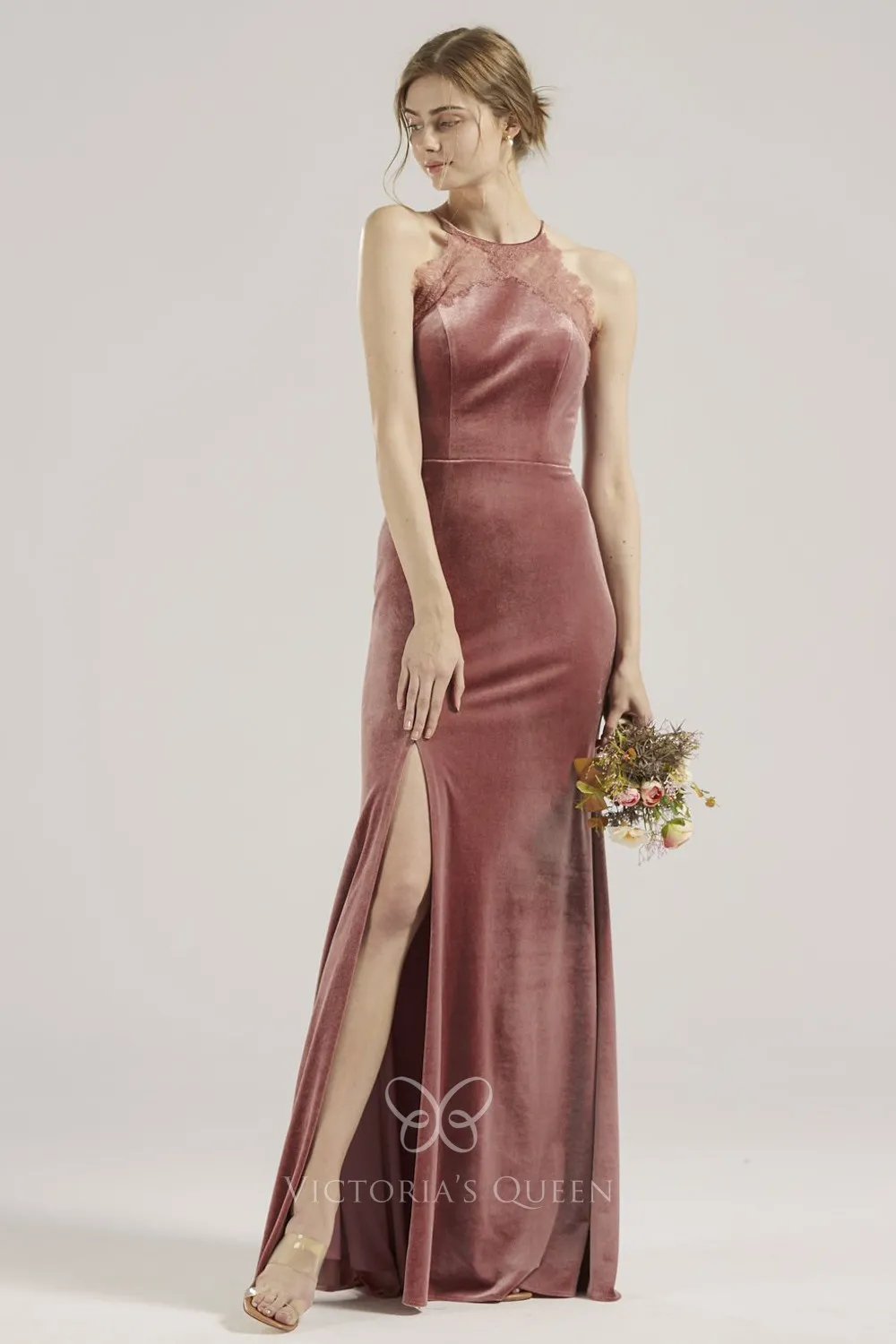 Red Lace Mermaid Bridesmaid Dress Fs023