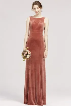 boat neck sleeveless english rose sheath wedding party dress