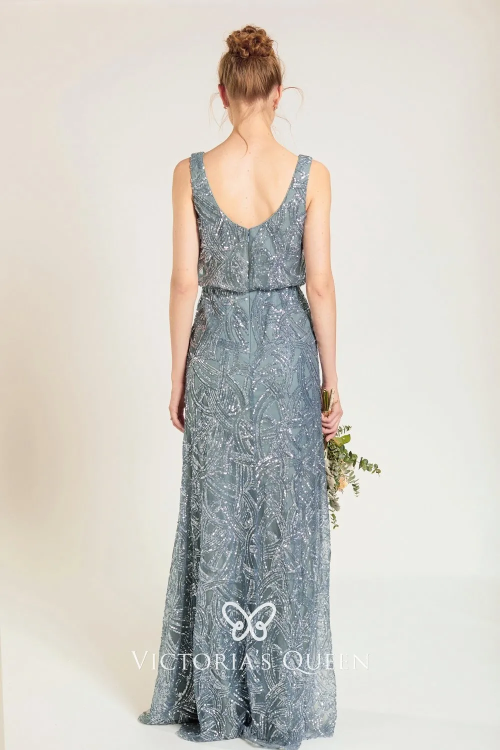 dusty blue sequin sleeveless scoop zipper back long dress dusty blue sequin sleeveless scoop zipper back long dress