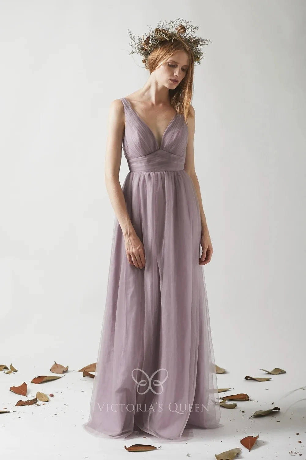 A Line Tulle V Neck Homecoming Dress With Beading