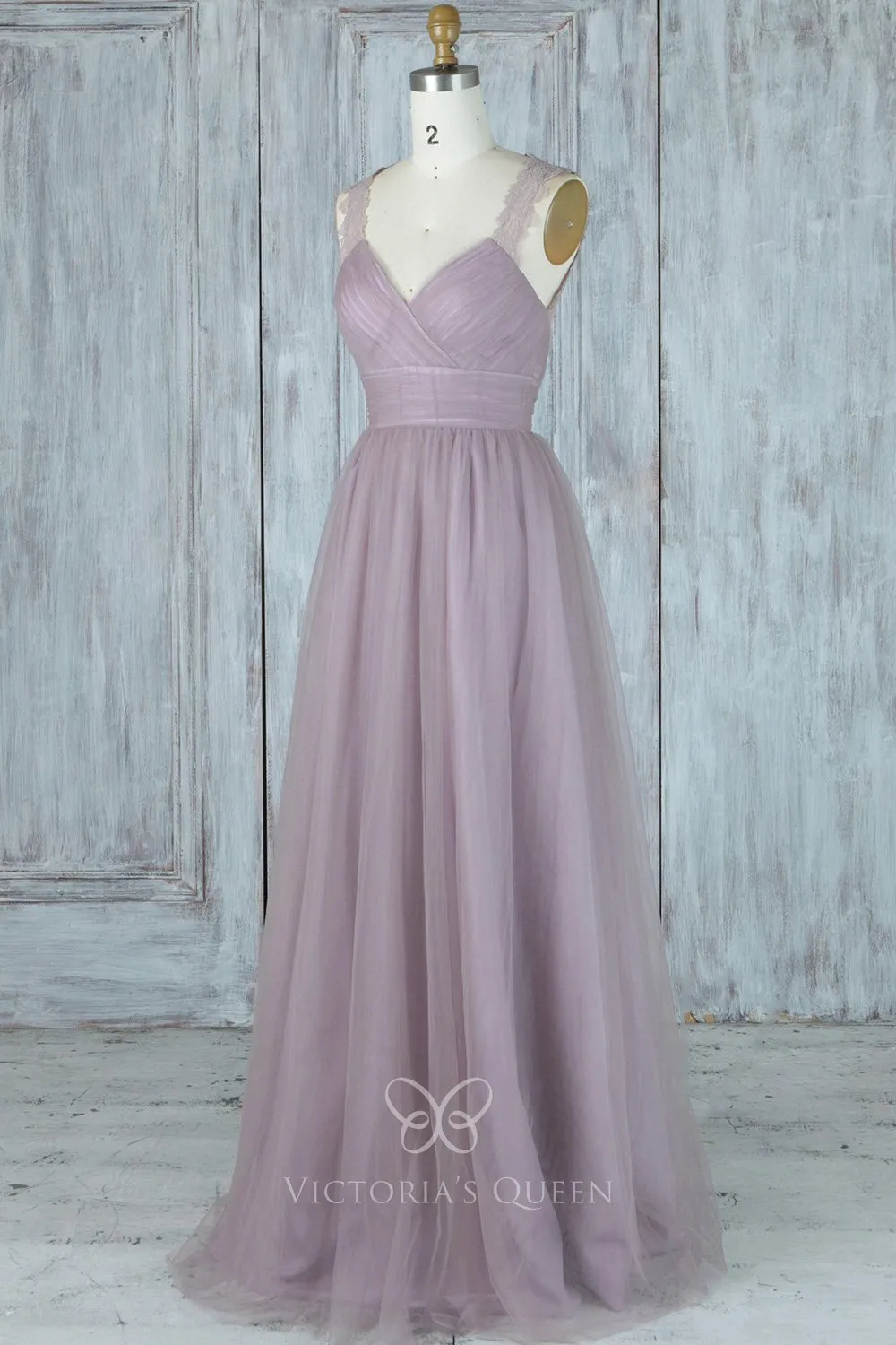 Elegant aline Sleeveless Tulle Evening Maxi Gown Burgundy Straps Bridesmaid Dress