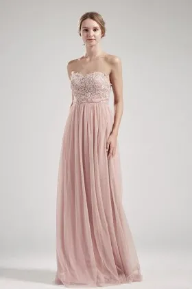sweetheart neck blush tulle lace empire waist party gown