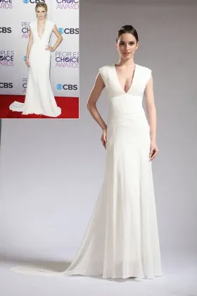 Taylor Swift Ivory V neck cap sleeve A line prom dress Peoples Choice red carpet