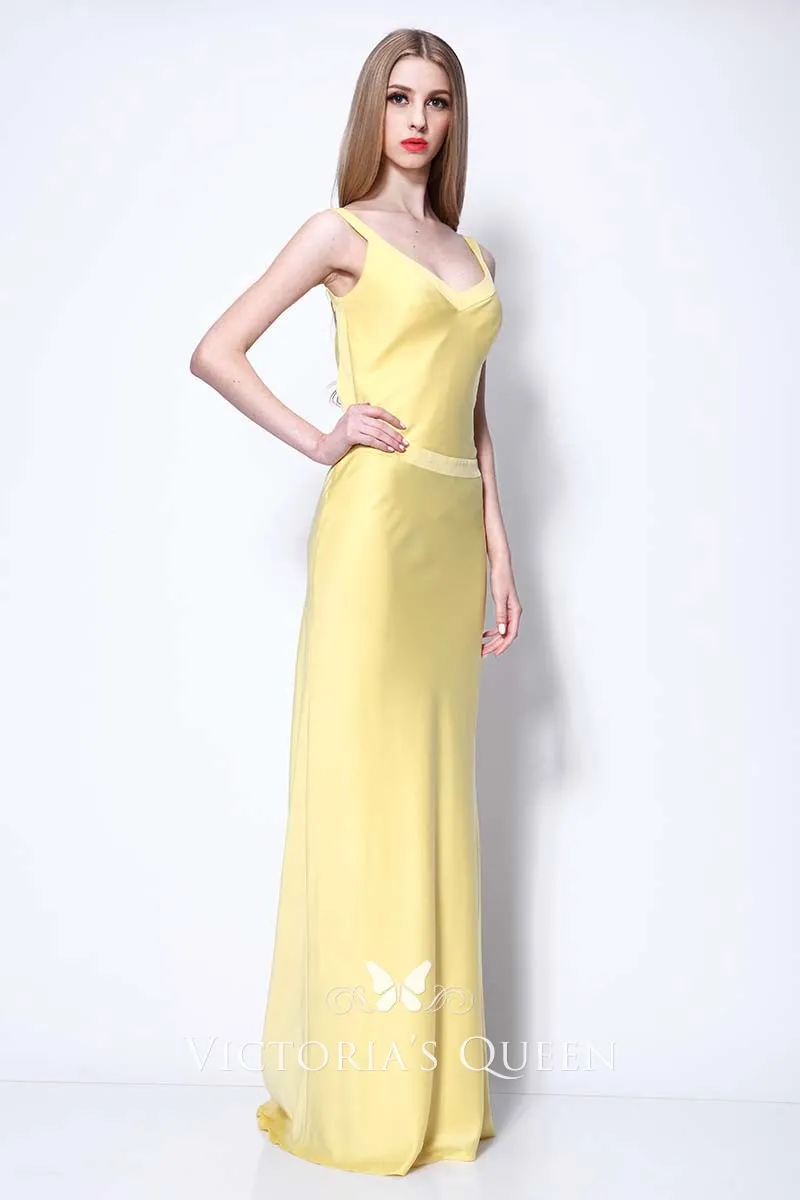Kate Hudson Yellow V neck long celebrity evening dress Kate Hudson Yellow V neck long celebrity evening dress