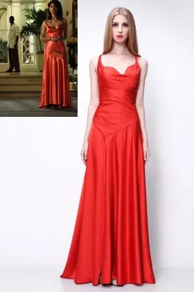 Gorgeous red satin sleeveless evening gown Caterina Murin in Casino Royale