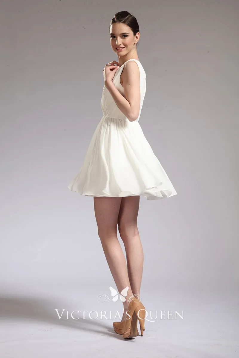 Cat on a Hot Tin Roof Vintage ivory chiffon V neck cocktail dress