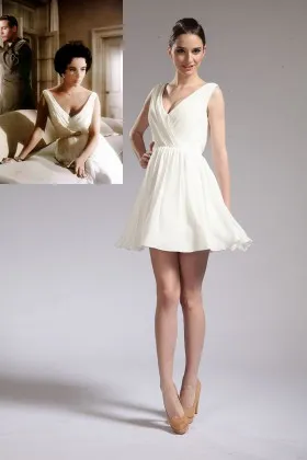 Elizabeth Taylor in Cat on a Hot Tin Roof Vintage ivory chiffon V neck cocktail dress