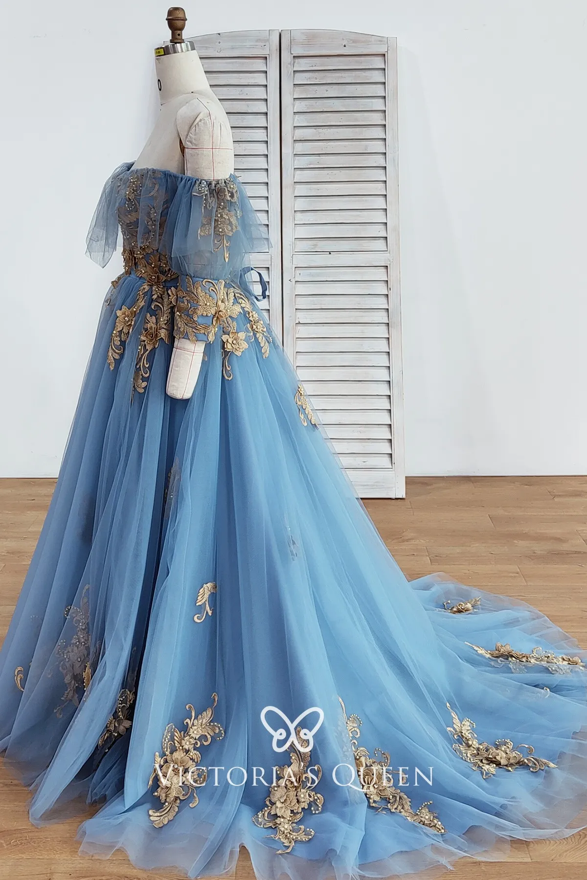aqua blue dresses Lace-Up Tulle Prom Dress with Appliques Color:Ivory Sparkle scale_new_stock Black and Red Beaded
